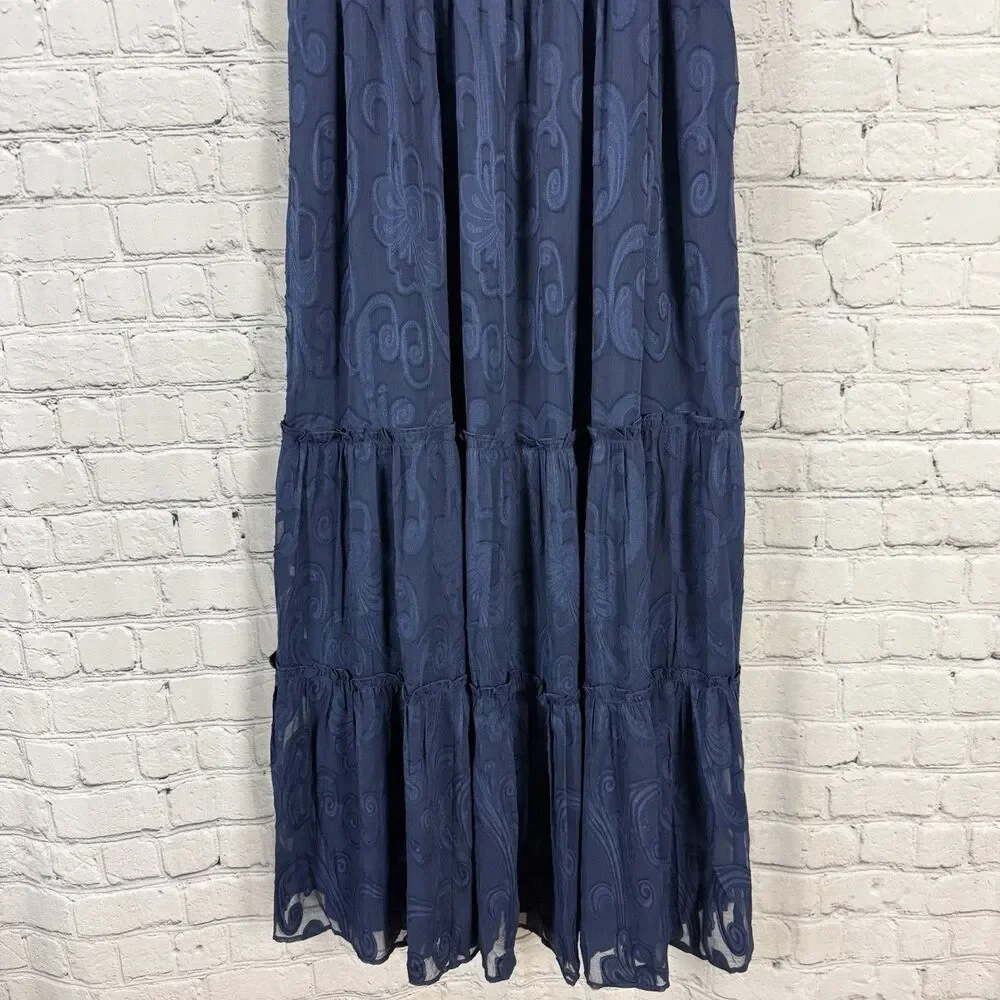 Lilly Pulitzer Hadley Smocked Maxi Dress in Navy Blue Crepe Swirl - Picture 7 of 13